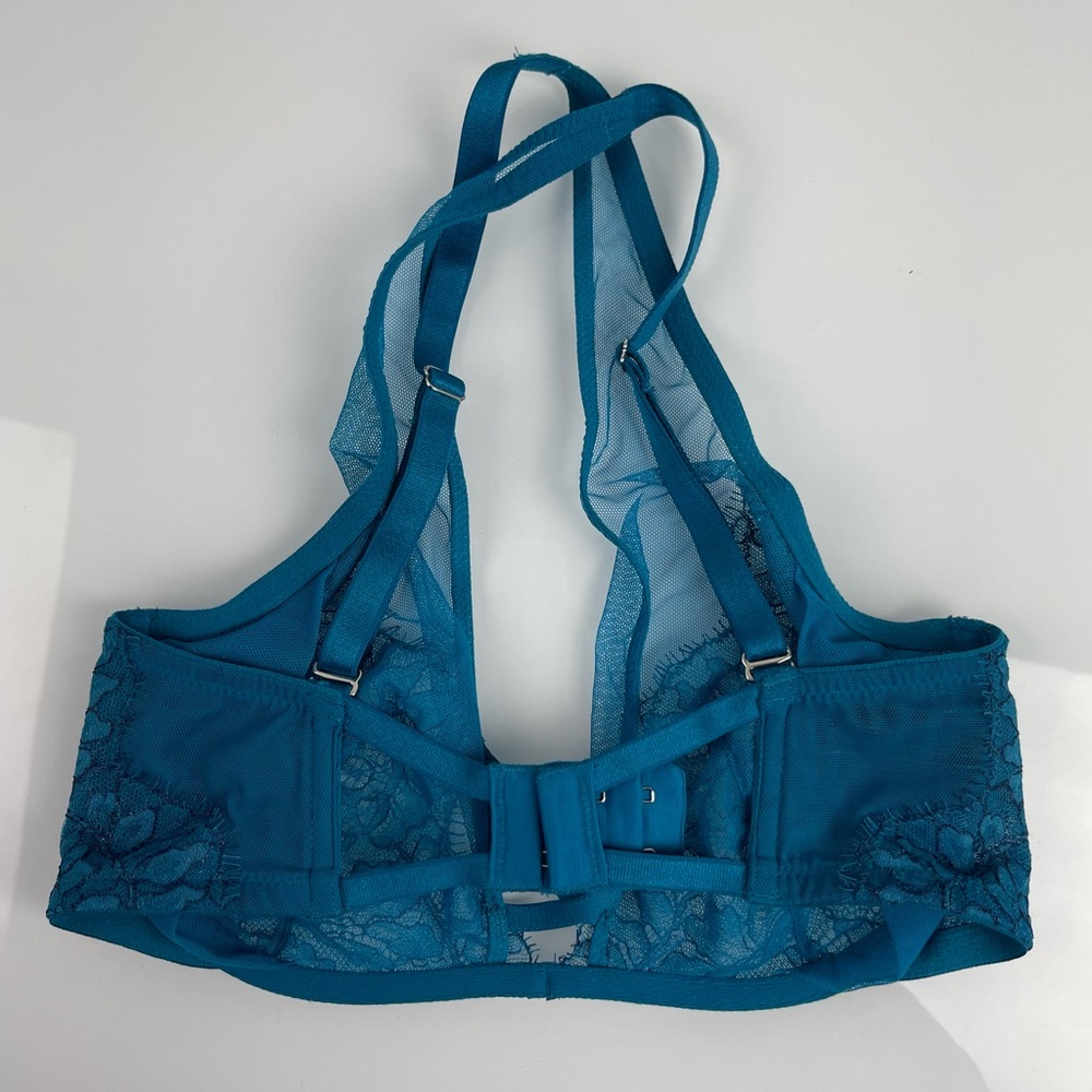 Victorias Secret Bra Very Sexy Unlined Plunge Sheer‎ Floral Blue Purple Halter - Picture 2 of 8